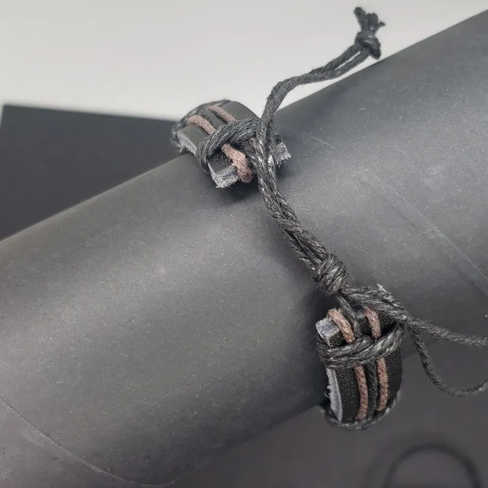 Medieval cross adjustable vegan leather bracelet